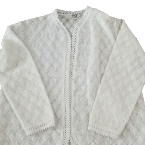 𝅺- Women’s Granny Core Vienna Lace white open cardigan sweater, size small - Picture 1 of 15